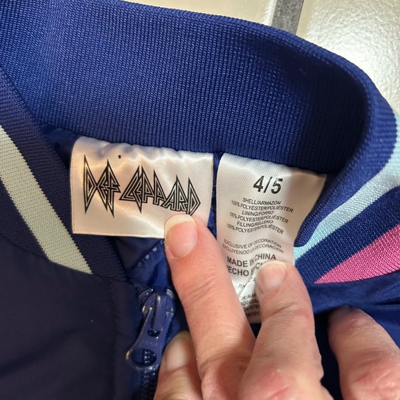 Little Girl's Def Leopard Jacket Blue Leopard Print Track Jacket Size 4/5 - Picture 4 of 4